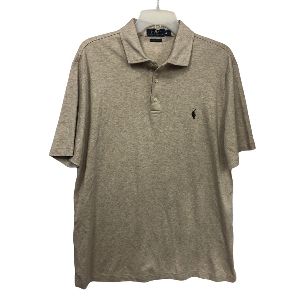 Polo Ralph Lauren Mens XL‎ Heather Beige Pima Soft Polo Shirt Embroidered